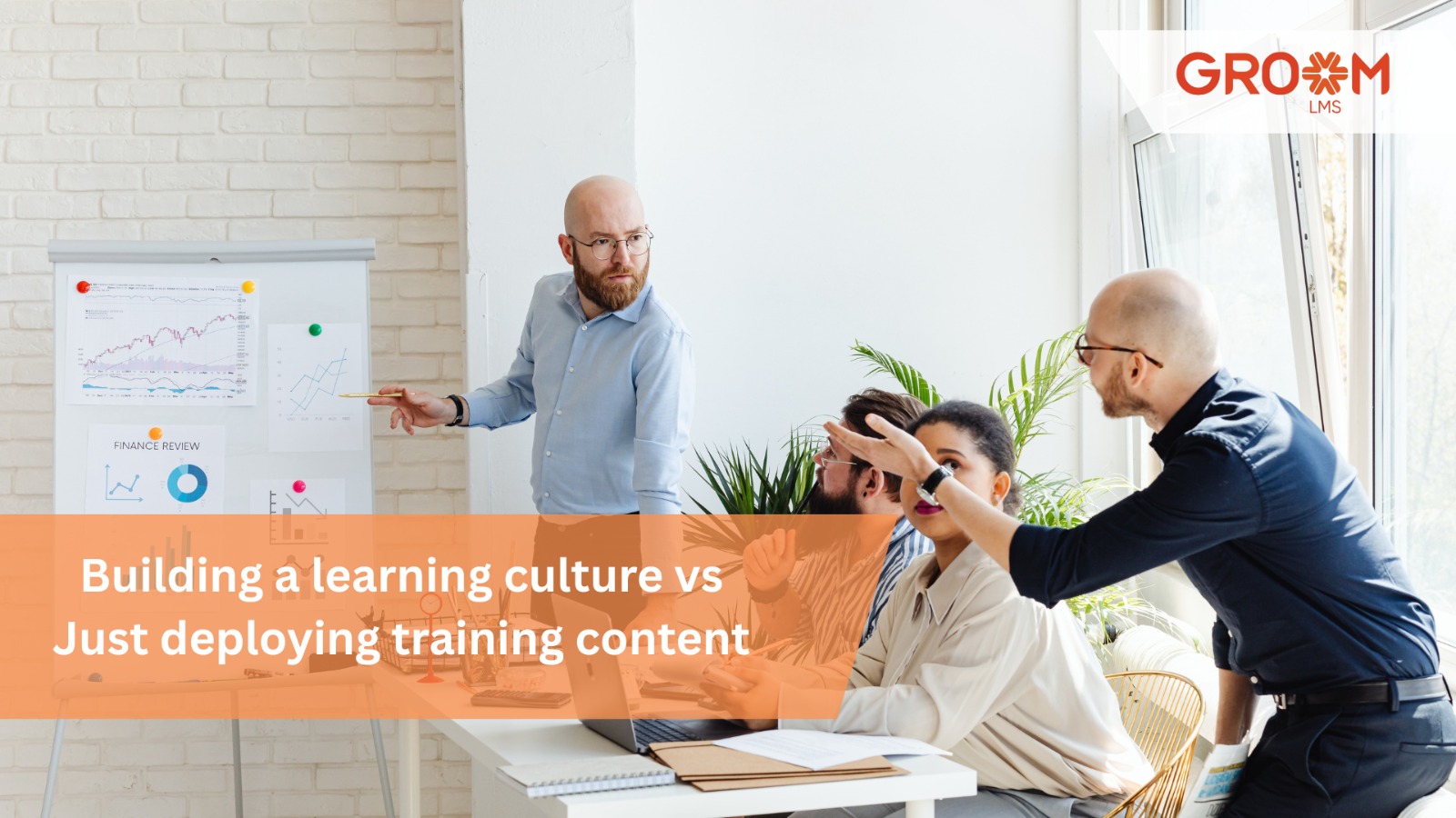 Team discussing workplace learning culture and employee development.