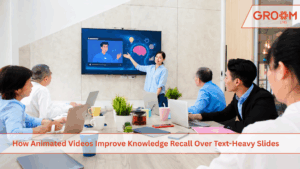 Animated video presentation displayed during a corporate employee training session.