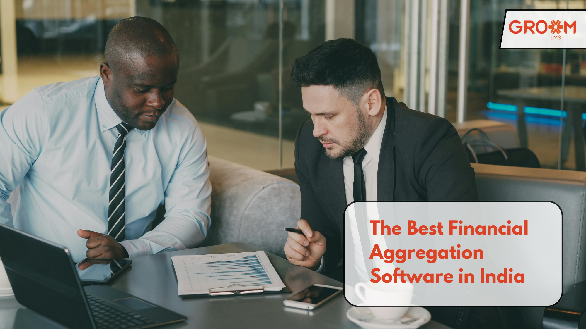 Business professionals reviewing financial reports using financial aggregation software in India to improve broker operations and financial automation.