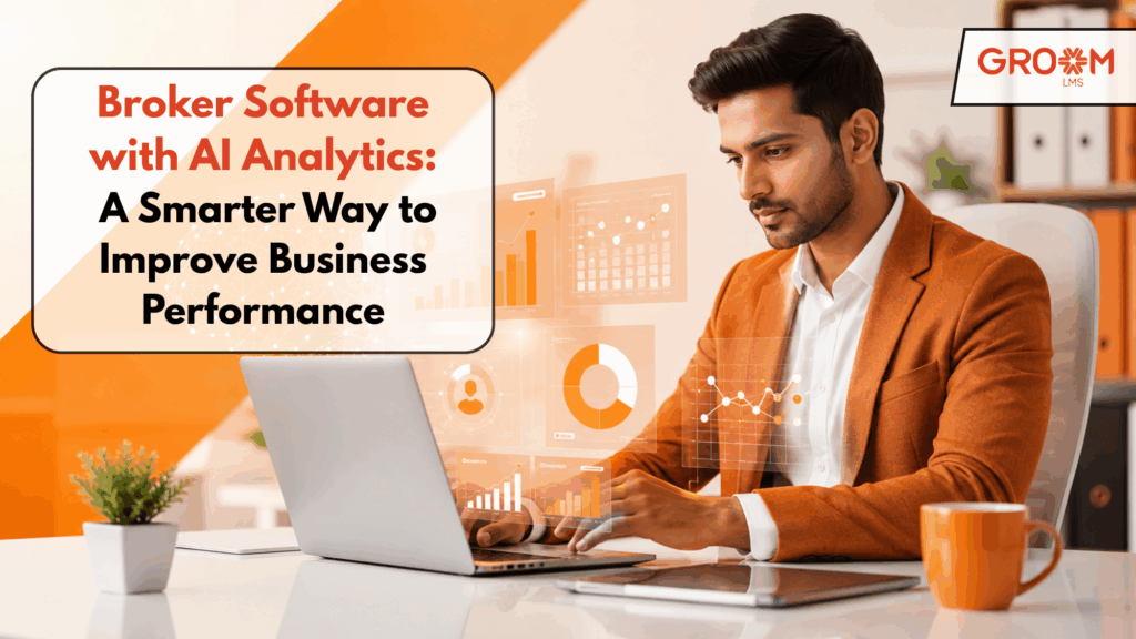 Professional using AI analytics dashboard on broker software.