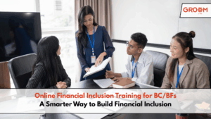Professionals attending an online financial inclusion training session for BC/BFs.