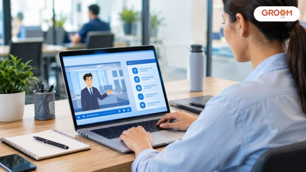 Employee completing SCORM-based compliance training through an online learning platform